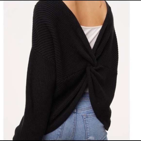 LOFT Tie-Back Black Sweater - Picture 1 of 6